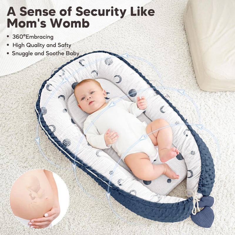 Bearmoss Baby Lounger Pillow - Infant Lounger Pillow for Newborn 0-24 Months, Soft, Breathable & Portable Baby Lounger Pillow for Boys & Girls, Cozy Baby Floor Seat for Home & Travel (Bluemoon) - Image 2